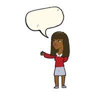 cartoon woman gesturing to show something with speech bubble N16