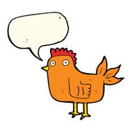 cartoon hen with speech bubble N7