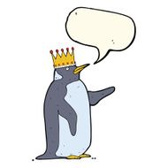 cartoon penguin wearing crown with speech bubble N4