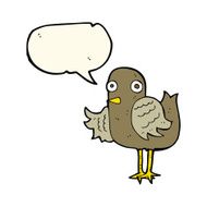 cartoon bird waving wing with speech bubble N7