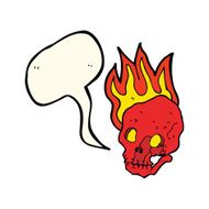 cartoon flaming skull with speech bubble N12
