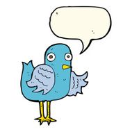 cartoon bird waving wing with speech bubble N8