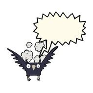 cartoon spooky bird with speech bubble N8
