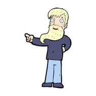comic cartoon man with beard pointing