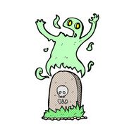 comic cartoon ghost rising from grave N2