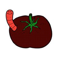 comic cartoon tomato with worm