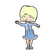 comic cartoon waving woman