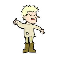 comic cartoon poor boy with positive attitude