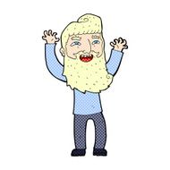 comic cartoon happy bearded man waving arms