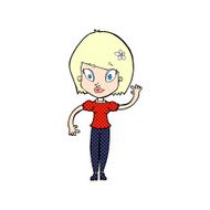 comic cartoon pretty woman waving