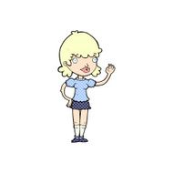 comic cartoon waving woman N3