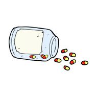 comic cartoon jar of pills