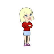 comic cartoon happy woman looking over
