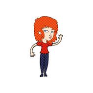 comic cartoon pretty woman waving N2