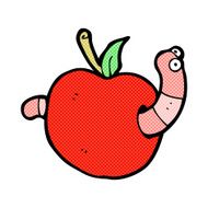 comic cartoon worm in apple