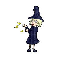 comic cartoon witch casting spell