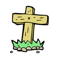 comic cartoon wooden cross grave