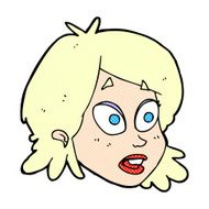 comic cartoon female face with surprised expression