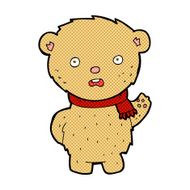 comic cartoon teddy bear wearing scarf