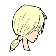 comic cartoon girl looking thoughtful