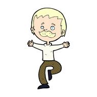 comic cartoon dancing man with mustache