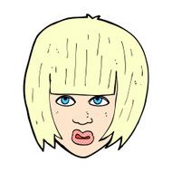 comic cartoon annoyed girl with big hair
