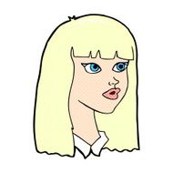 comic cartoon pretty girl with long hair