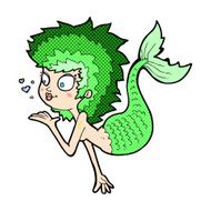 comic cartoon mermaid blowing a kiss