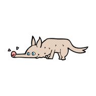 comic cartoon dog sniffing floor