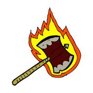 comic cartoon flaming axe