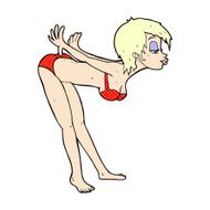 comic cartoon pin up girl in bikini