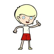 comic cartoon boy giving thumbs up symbol