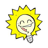 happy light bulb comic cartoon
