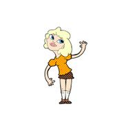 comic cartoon woman waving