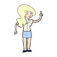 comic cartoon pretty woman with idea