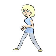 comic cartoon woman walking