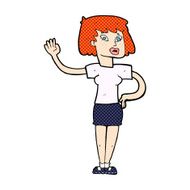 comic cartoon woman waving N2