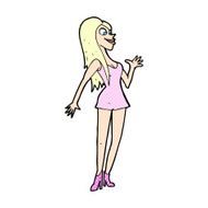 comic cartoon woman in pink dress