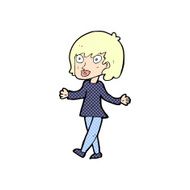 comic cartoon woman with open arms