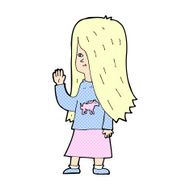 comic cartoon girl with pony shirt waving