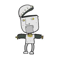 funny comic cartoon robot with open head