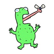 comic cartoon frog catching fly