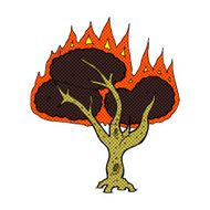 comic cartoon burning tree