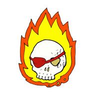 comic cartoon burning skull