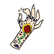 comic cartoon tattoo hand