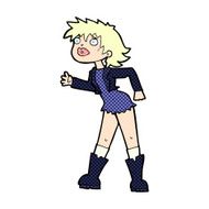 comic cartoon girl in leather jacket
