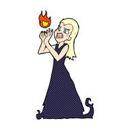 comic cartoon witch woman casting spell