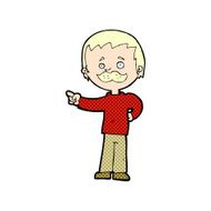 comic cartoon man with mustache pointing