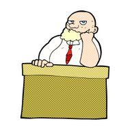 comic cartoon bored man at desk