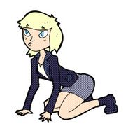 comic cartoon woman on hands and knees